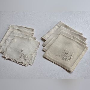 (8) Elegant Off-White Broderie Anglaise Embroidered Napkin Sets (4 napkins each)